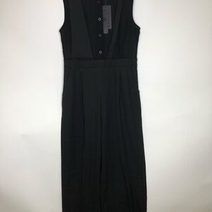 MissFly Sleeveless Buttoned Jumpsuit Black Size Large